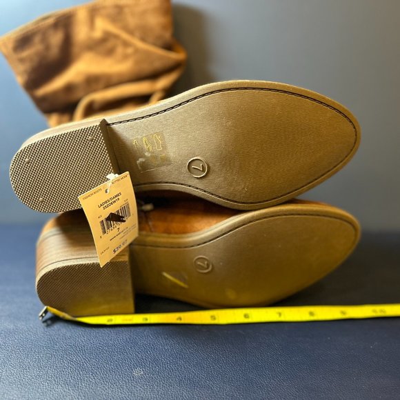 George SLOUCH BOOTS IN TOBACCO SUEDE, WRINKLED MID-CALF, LOOSE, LOW HEEL - Picture 6 of 10